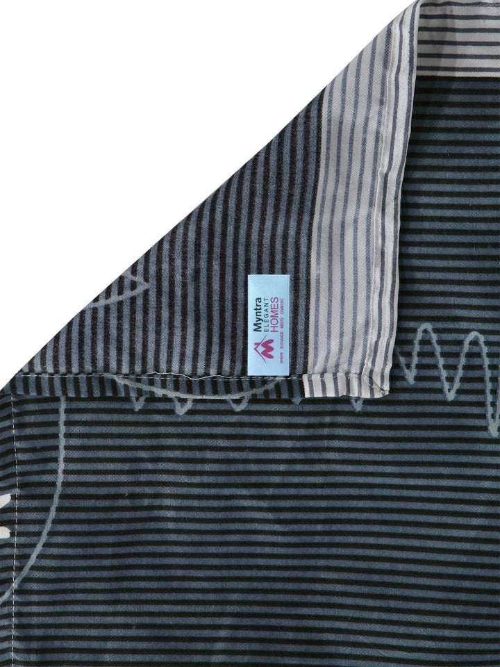 Myntra Elegant Homes Black & Grey Striped 300 TC Single Bedsheet Set-2.2 mX1.5 m