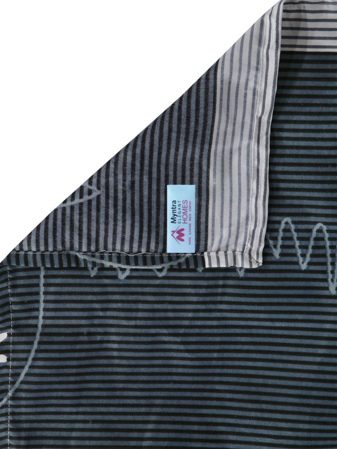 Myntra Elegant Homes Black & Grey Striped 300 TC Single Bedsheet Set-2.2 mX1.5 m