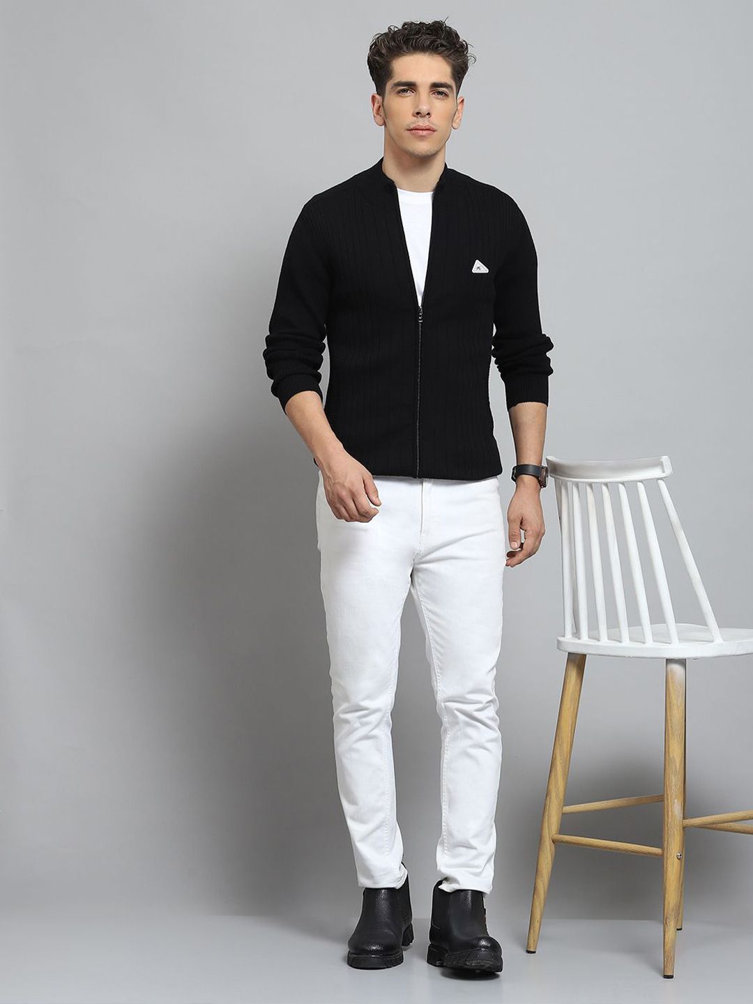 Monte Carlo Men Striped Round Neck Woollen