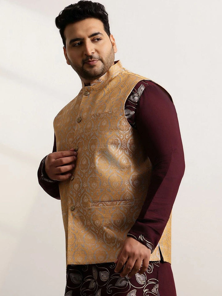 SOJANYA PLUS Woven Design Brocade Nehru Jackets
