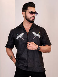 Baju Kasual Kapas Kolar Cuba Eszett Floral Printed