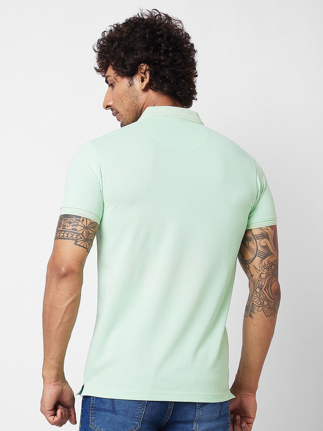 SPYKAR Polo Collar Short Sleeves Cotton Slim Fit T-shirt