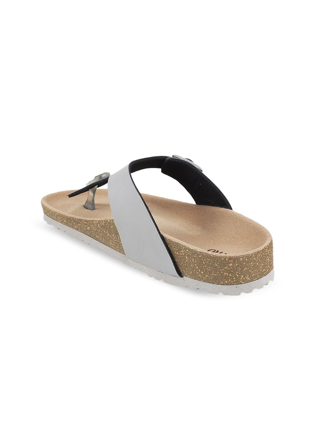 Metro Textured T-Strap Flats With Buckle Detail