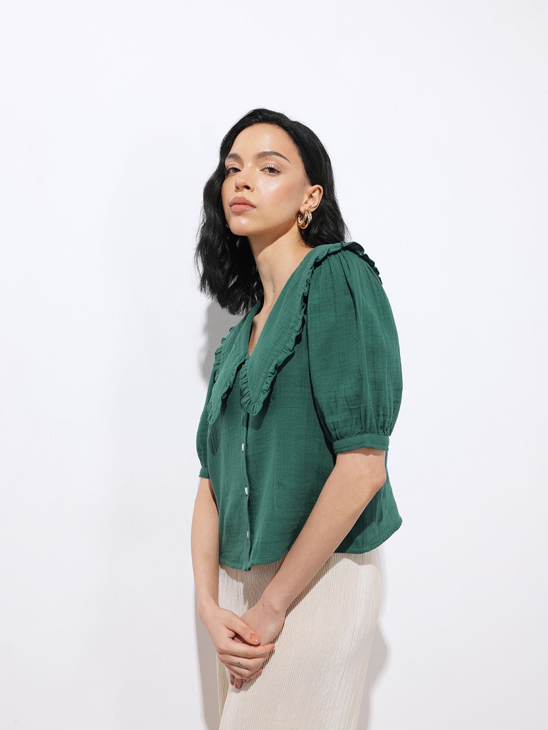 DressBerry Summer Basics Crop Shirt Style Top