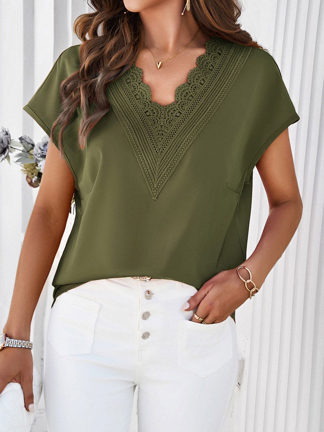 all about you V-Neck Extended Sleeves Regular Top
