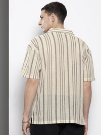 The Indian Garage Co Men Textured Open Weave Knitted Relaxed Fit Shirt