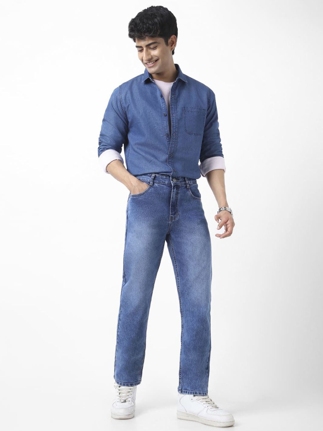 Urbano Fashion Men Straight Fit Heavy Washed Jeans Stretchable