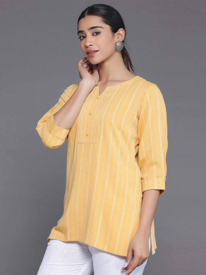 Libas Woven Design Roll-Up Sleeves Kurti