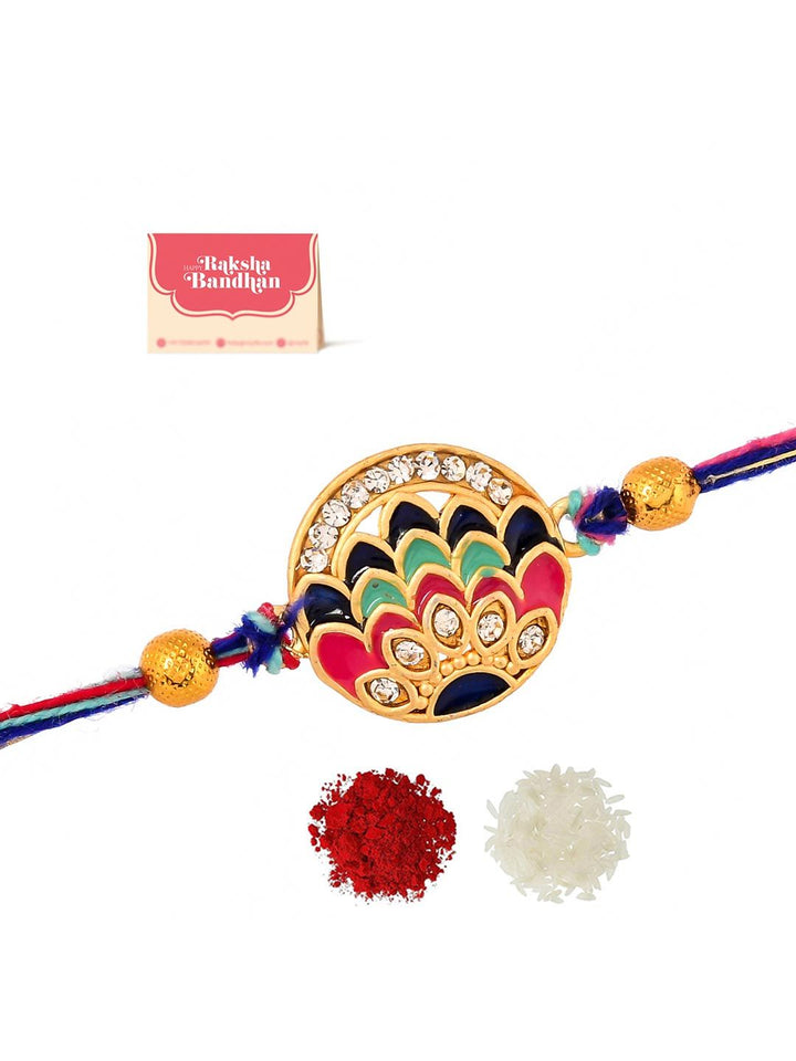 Voylla Men Peacock Inspired Enamelled Thread Rakhi