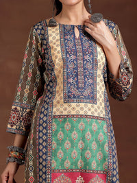 Libas Ethnic Motifs Printed Keyhole Neck Crepe Straight Kurta