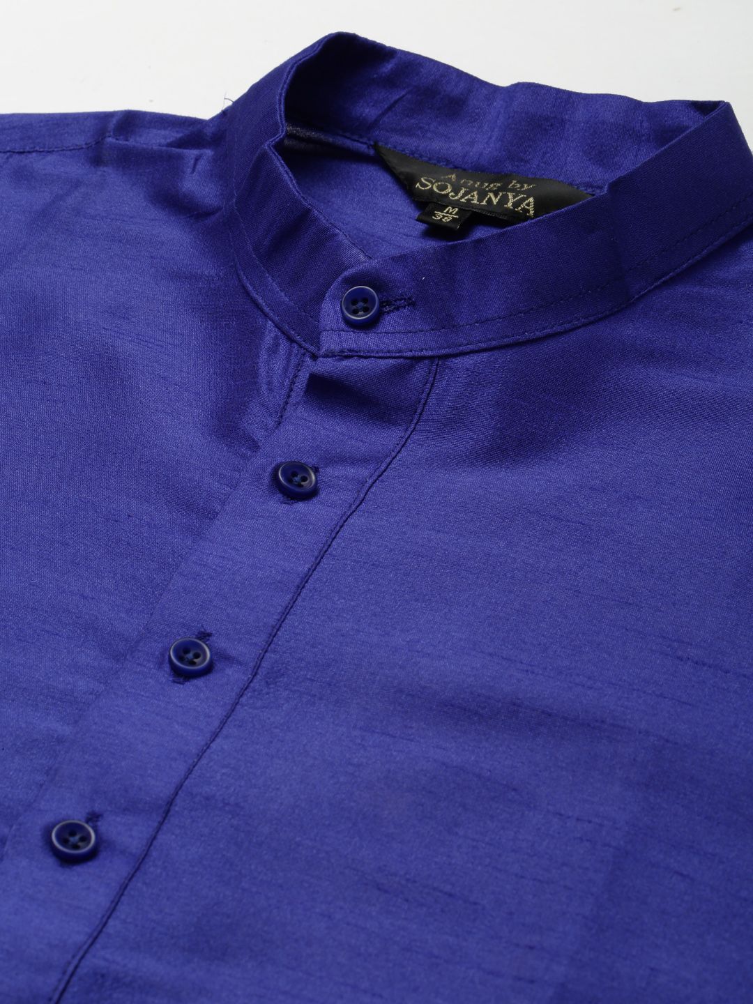 Anug by SOJANYA Men Blue Band Collar Kurta