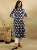 W Ethnic Motifs Printed Pure Cotton Panelled A-Line Kurta