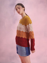DressBerry Colourblocked Open Knit Pullover