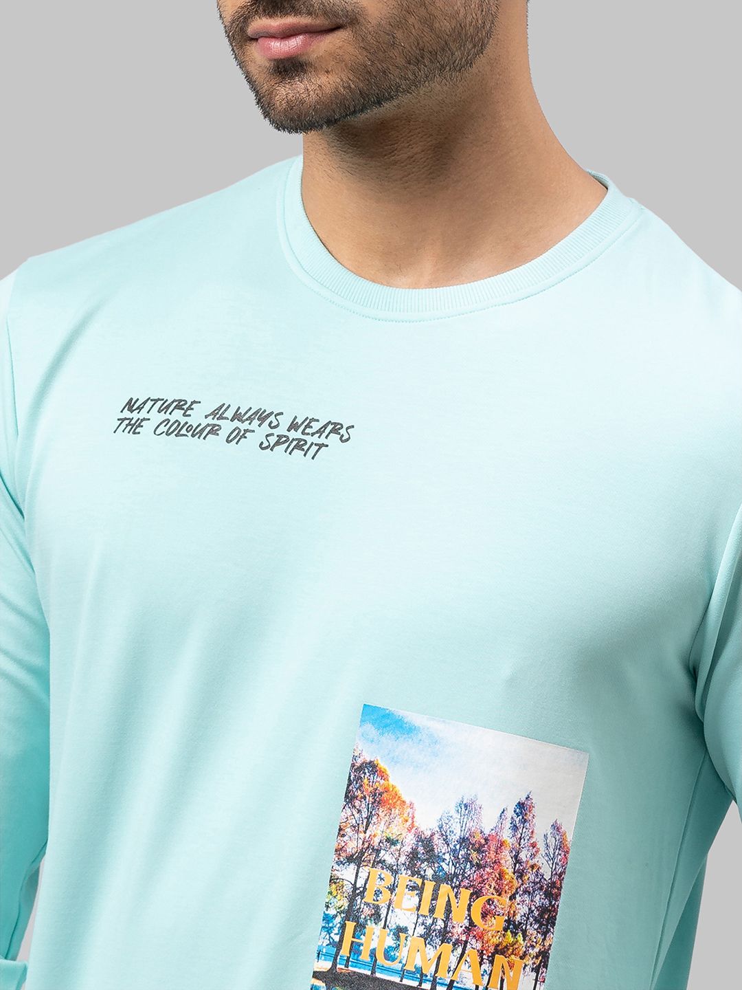 Being Human Men Sea Green Printed Sweatshirt