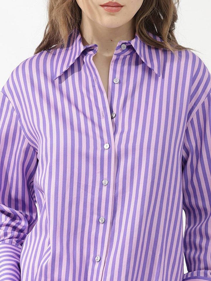 RAREISM Slim Fit Vertical Striped Casual Shirt