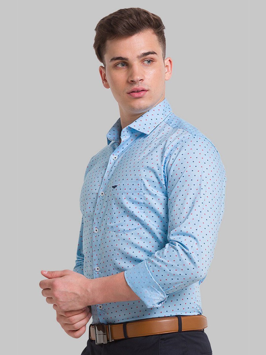 Park Avenue Men Blue Slim Fit Printed Formal Shirt