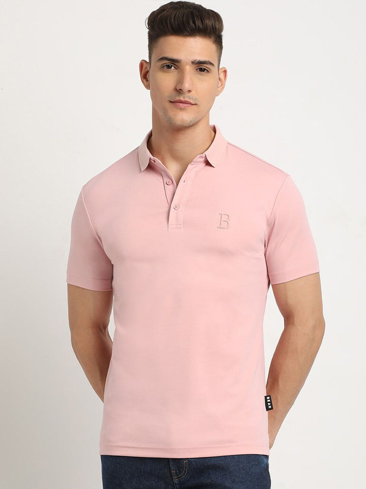 THE BEAR HOUSE Polo Collar Short Sleeves Slim Fit T-shirt