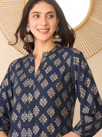 KALINI Floral Print Mandarin Collar Top