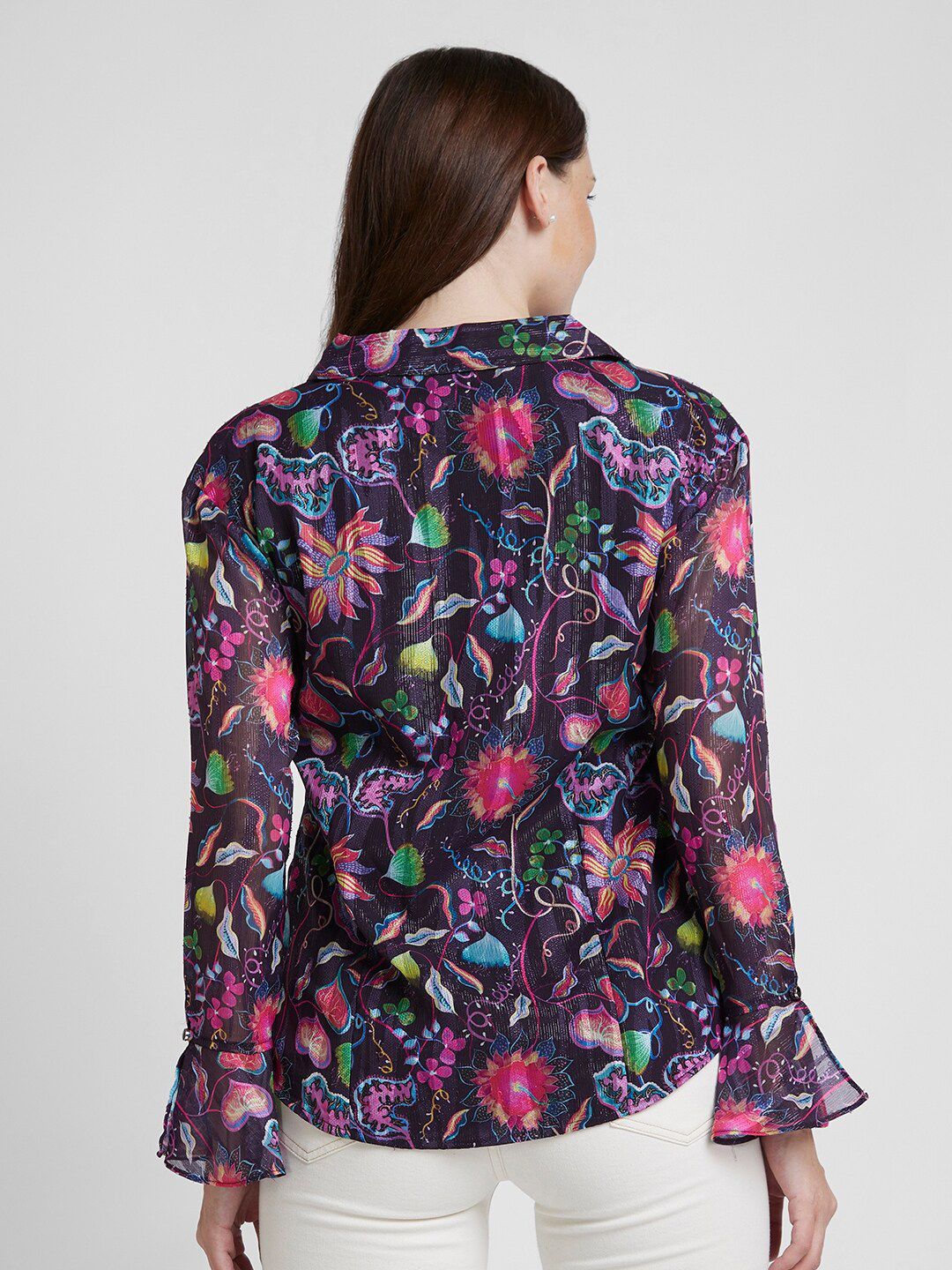 SPYKAR Classic Floral Printed Spread Collar Opaque Cotton Casual Shirt