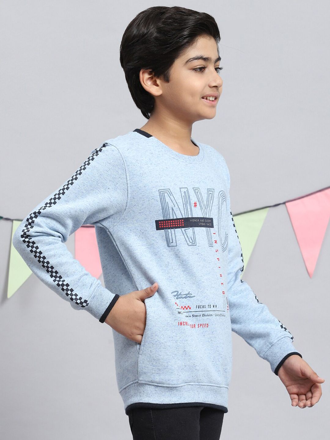 Monte Carlo Boys Typography Printed Pullover Sweatshirt