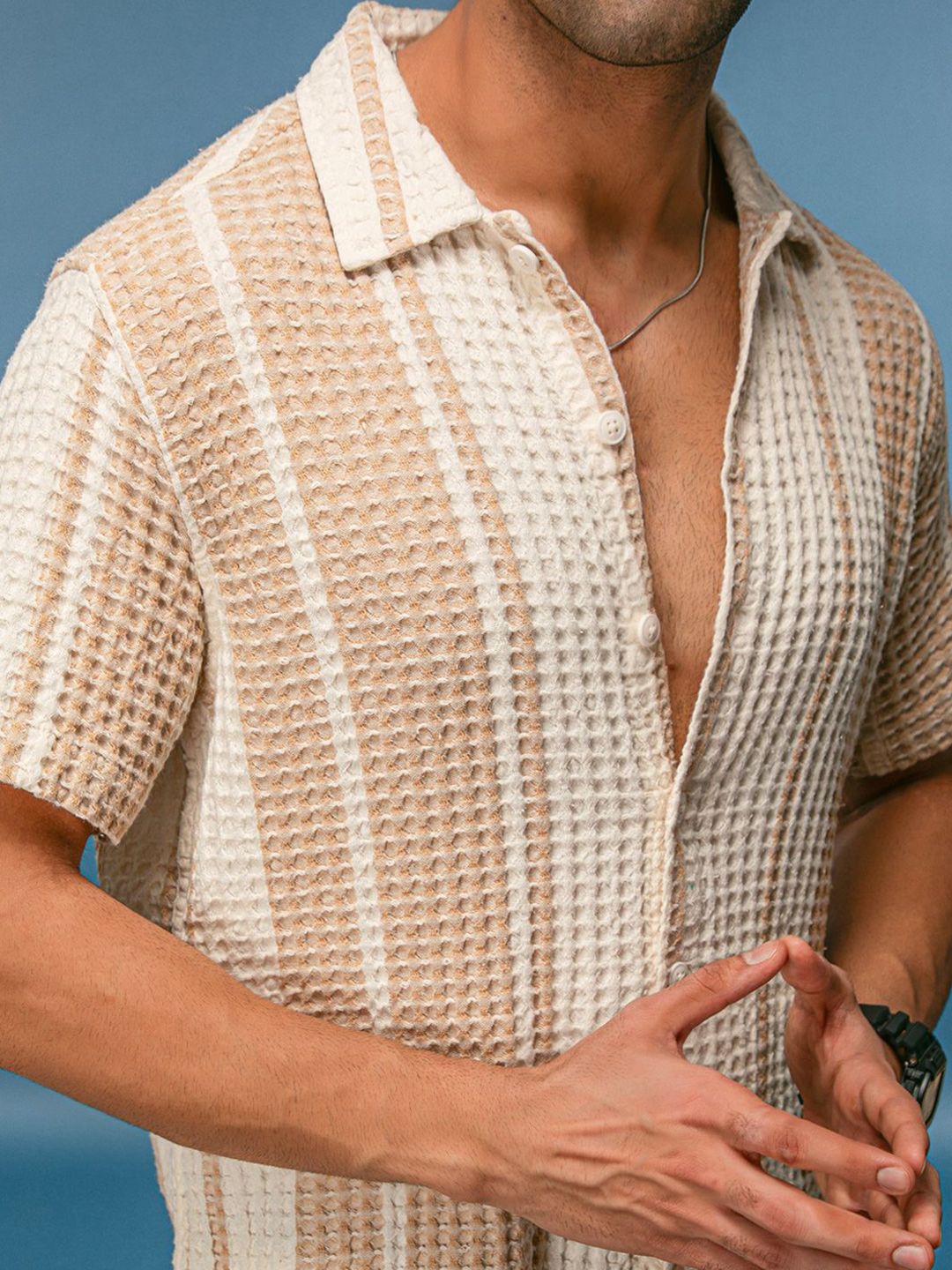 Powerlook Spread Collar Checked Cotton Casual Shirt