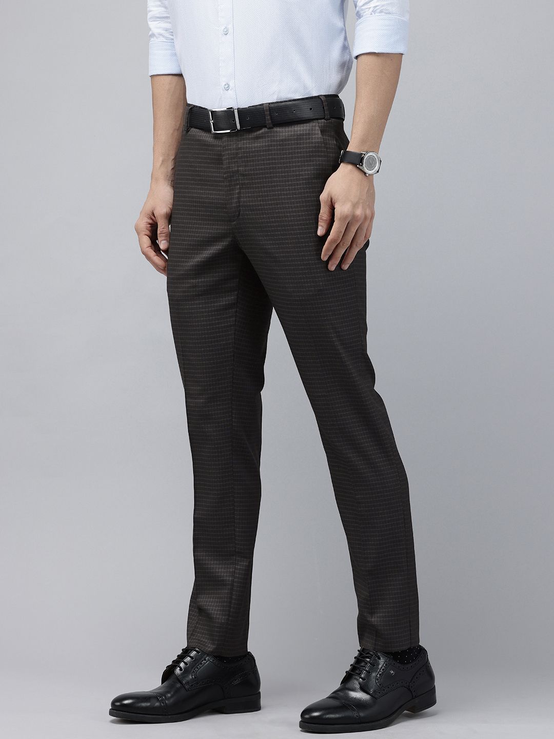Park Avenue Men Checked Super Slim Fit Formal Trousers