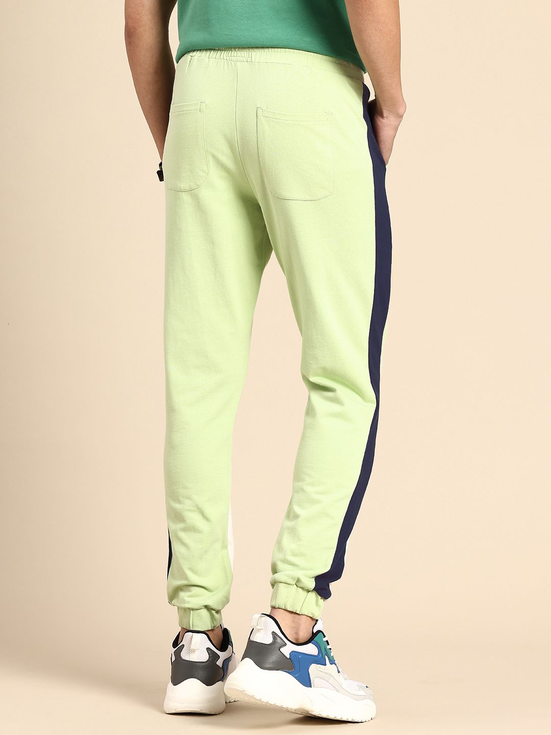 Being Human Men Knitted Striped Pure Cotton Joggers