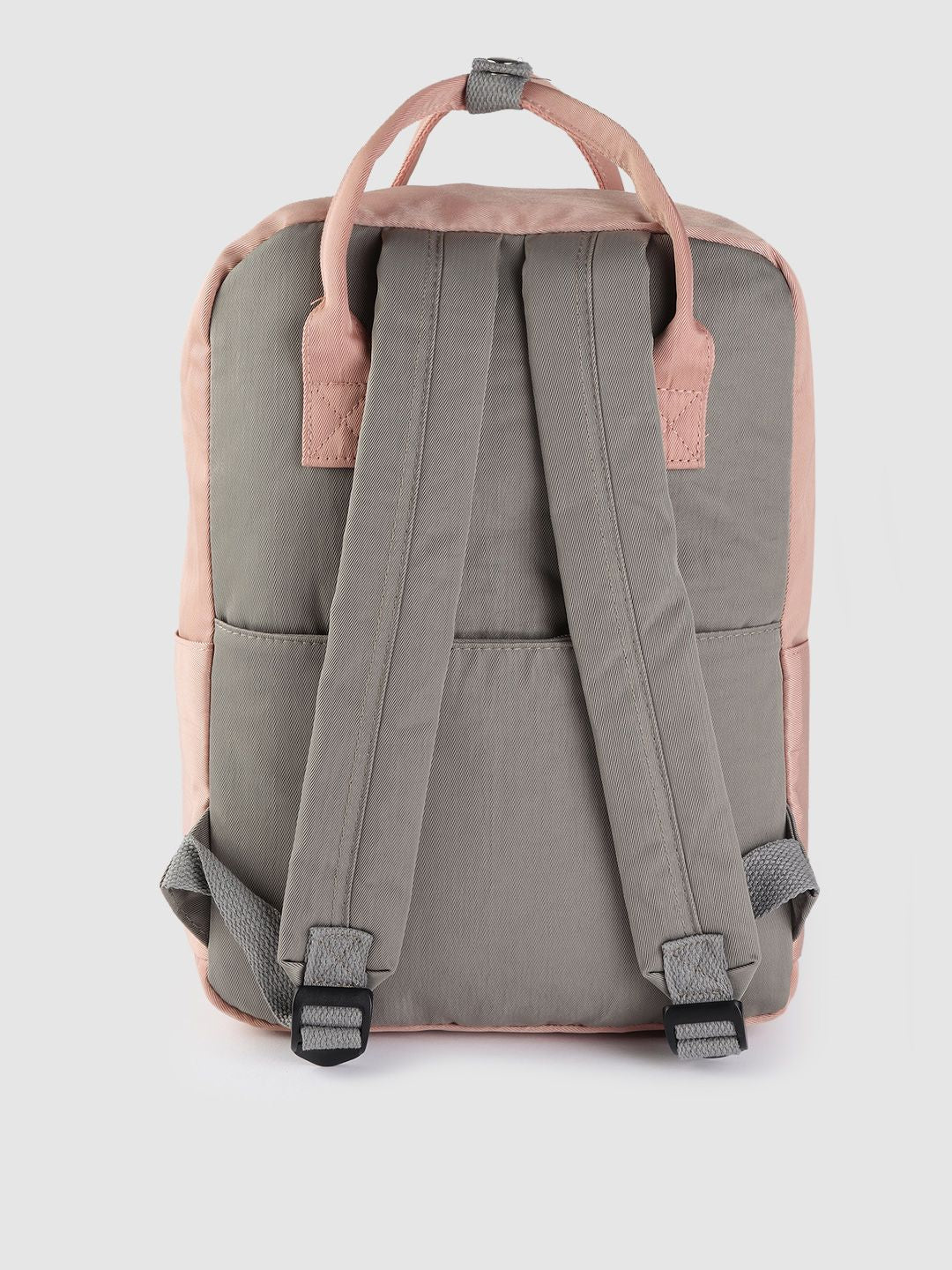 Lino Perros Women Pink & Grey Colourblocked Laptop Backpack