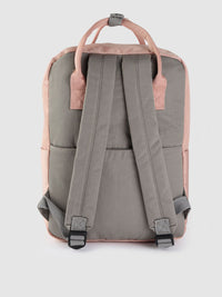 Lino Perros Women Pink & Grey Colourblocked Laptop Backpack
