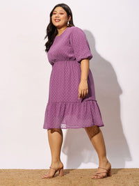 SASSAFRAS Curve Plus Size Polka Dot Print Fit & Flare Dress