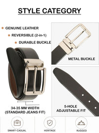 Teakwood Leathers Men Textured Leather Reversible Formal Belt