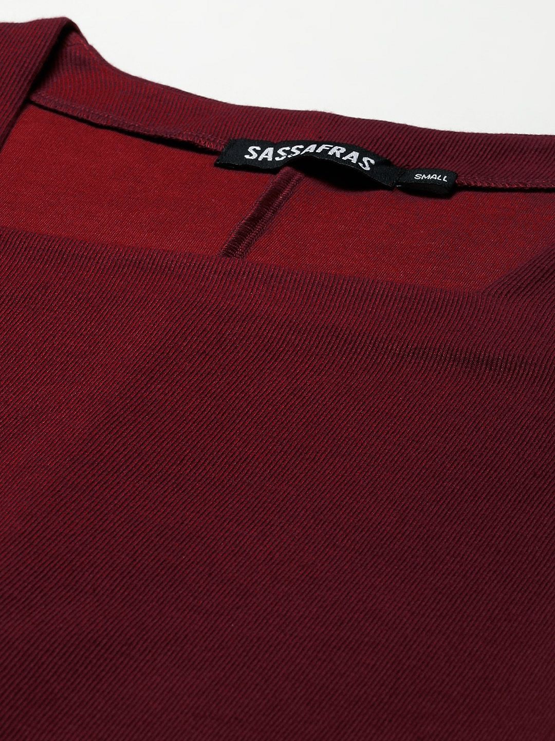 Pakaian Bodycon Berusuk Maroon SASSAFRAS