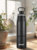 Pexpo Altros Black Double wall Thermosteel Hot and Cold Knight Flask Water Bottle 940 ml
