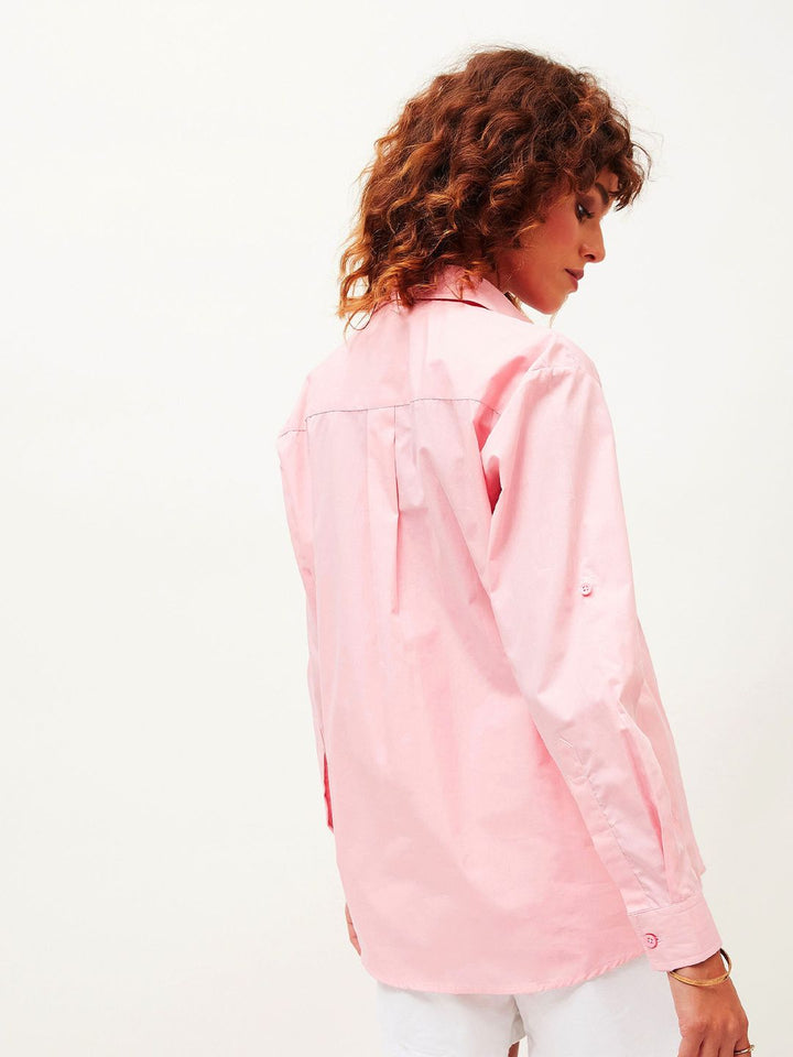 SASSAFRAS Pink Comfort Oversized Long Sleeves Pure Cotton Casual Shirt