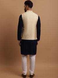 SOJANYA Ethnic Embroidered Sequinned Pure Cotton Kurta & Churidar With Nehru Jacket