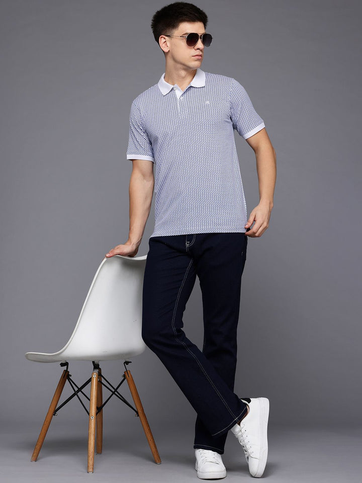 Raymond Geometric Print Polo Collar Pure Cotton Modern Fit T-shirt