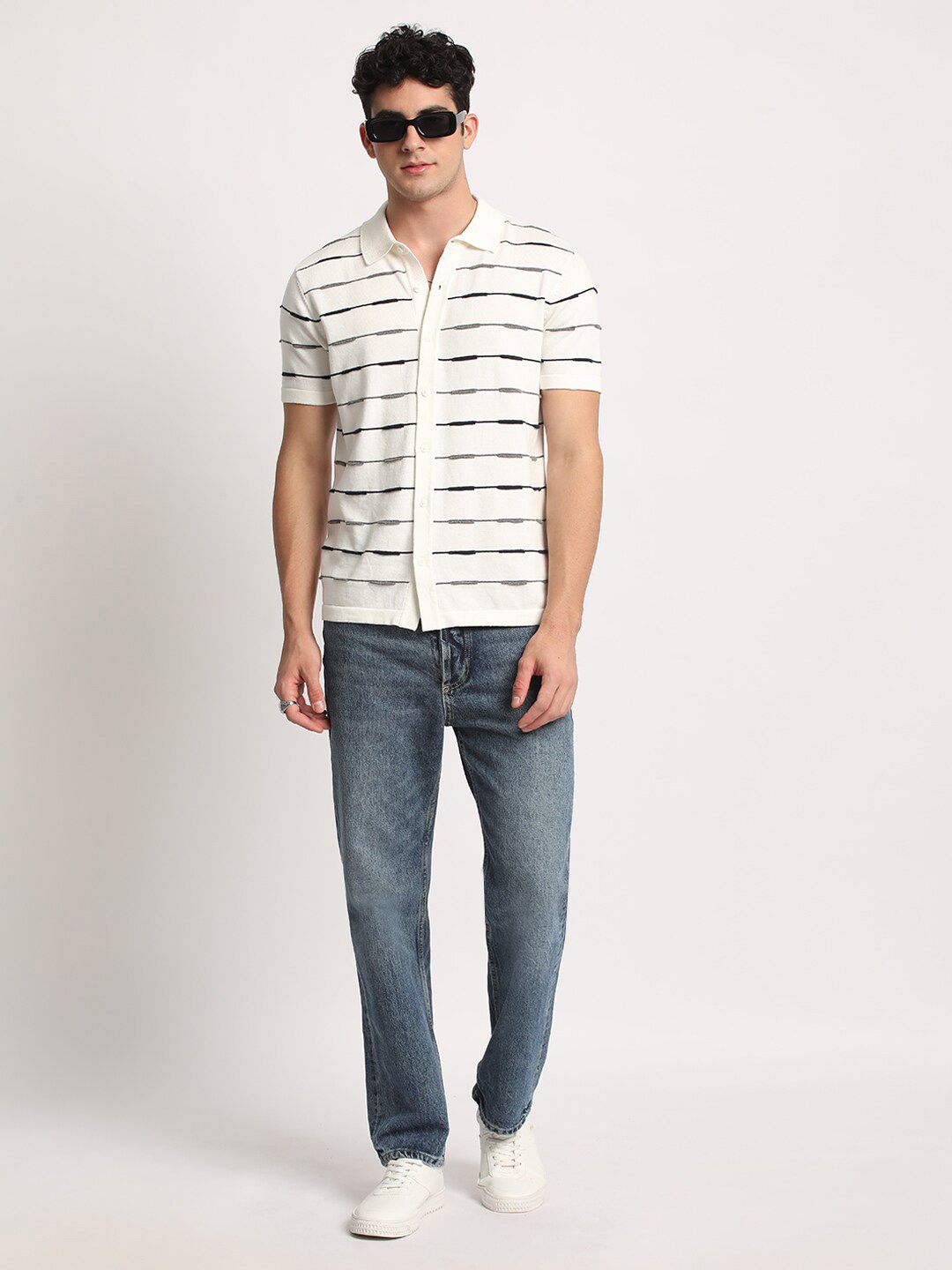 THE BEAR HOUSE Men Striped Regular Fit Cotton Polo Collar T-Shirt
