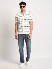 THE BEAR HOUSE Men Striped Regular Fit Cotton Polo Collar T-Shirt
