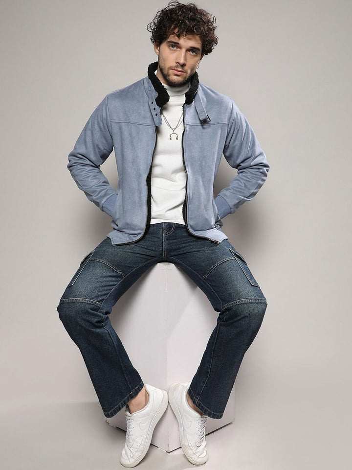 Kampus Sutra Grey Suede Windcheater Jaket Disesuaikan