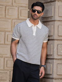 Powerlook Men Striped Polo Collar T-shirt