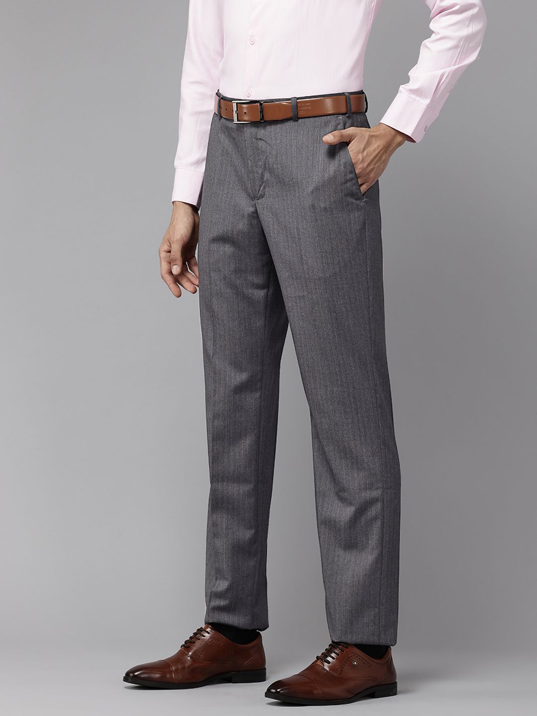 Park Avenue Men Striped Formal Trousers