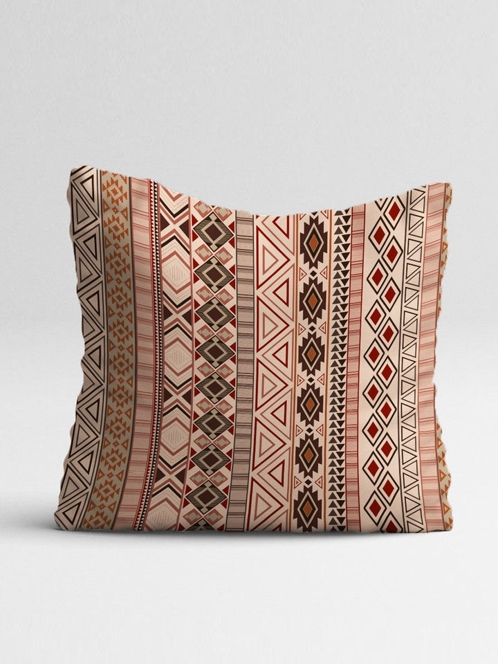 STITCHNEST Brown & Beige Set of 5 Aztec Printed Square Cushion Covers
