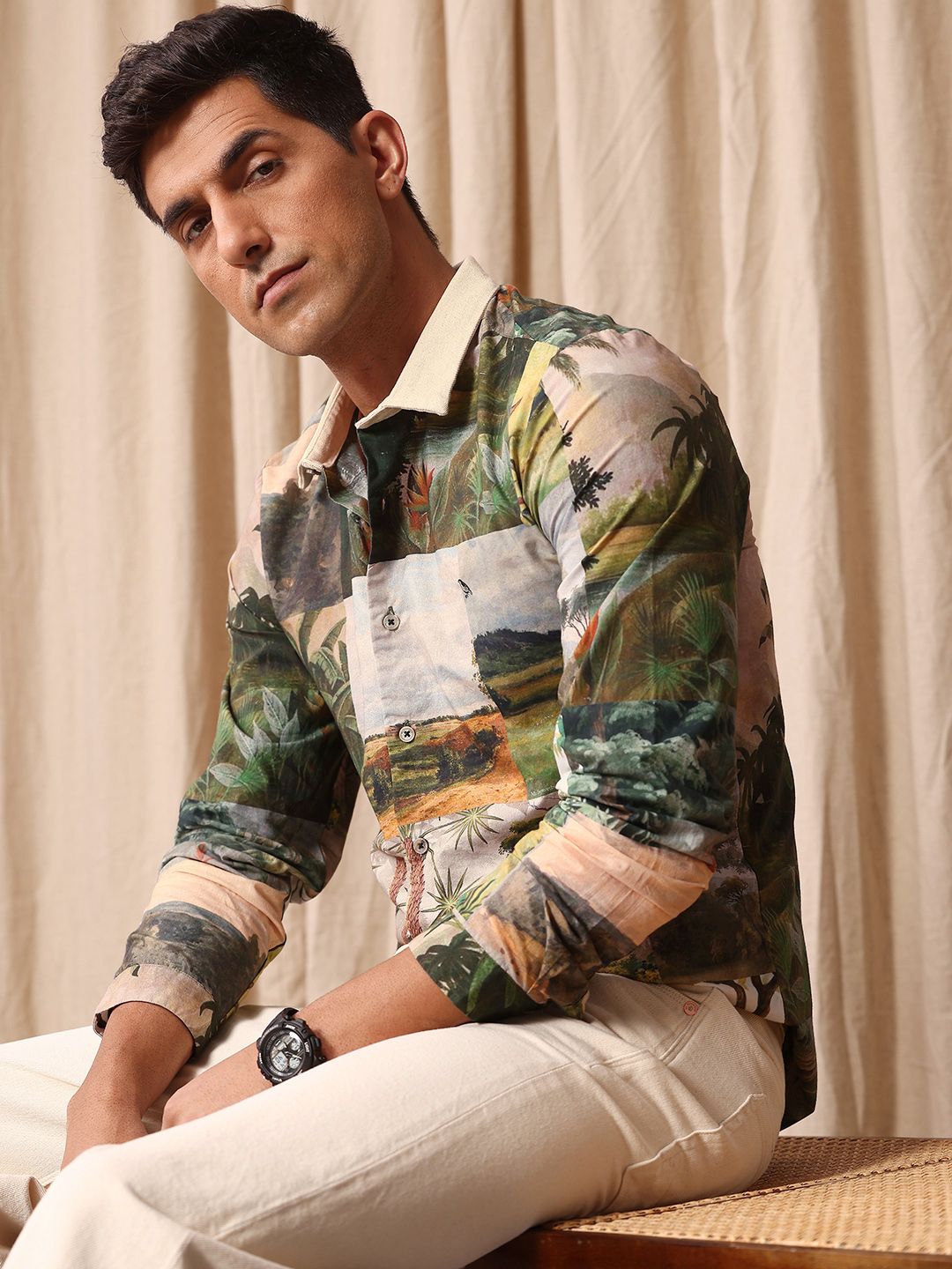 Mr Bowerbird Pure Cotton Tailored Fit Printed Casual Shirt