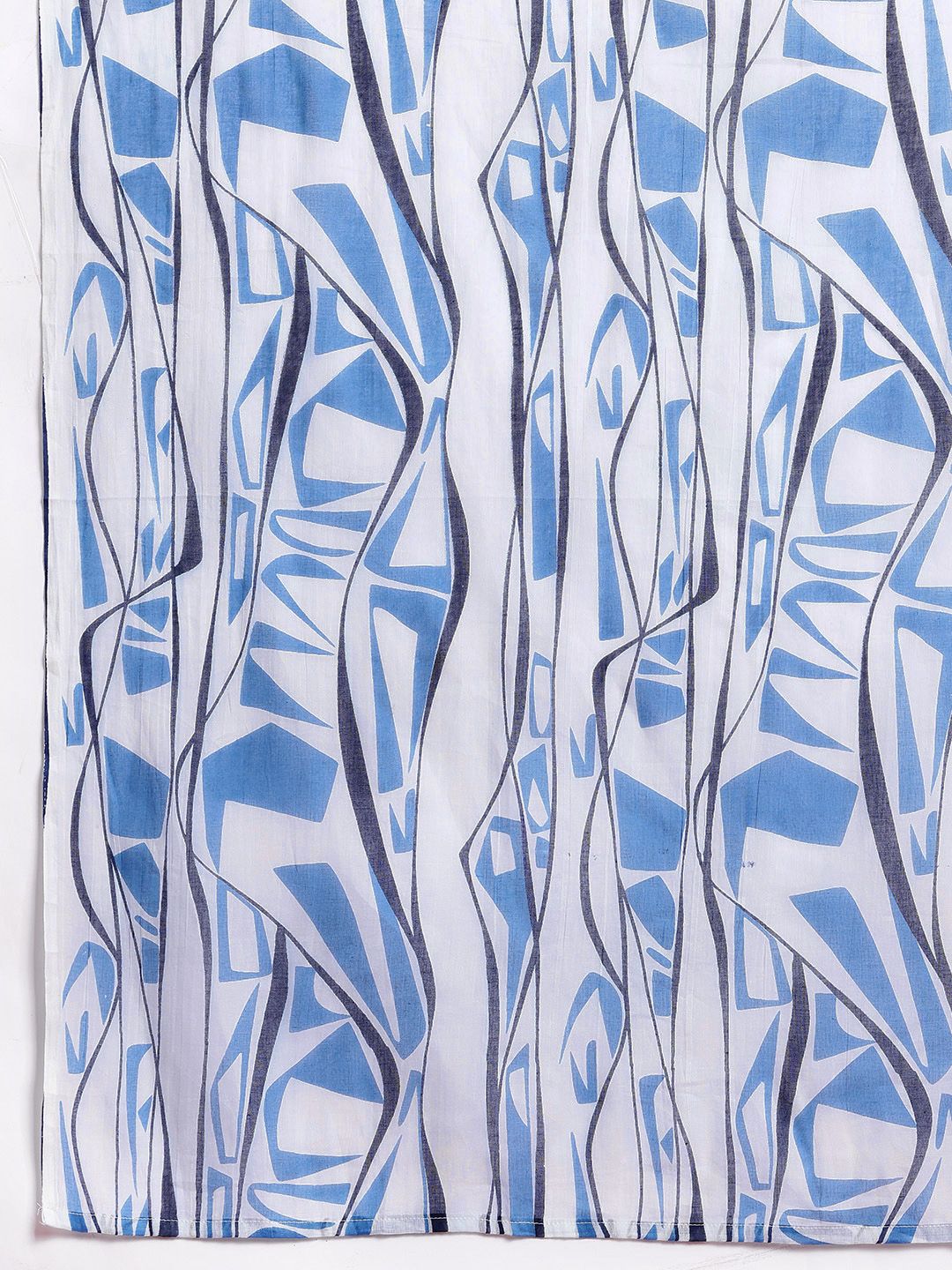 Anouk Geometric Motifs Printed Band Collar Straight Kurta with Trousers & Dupatta