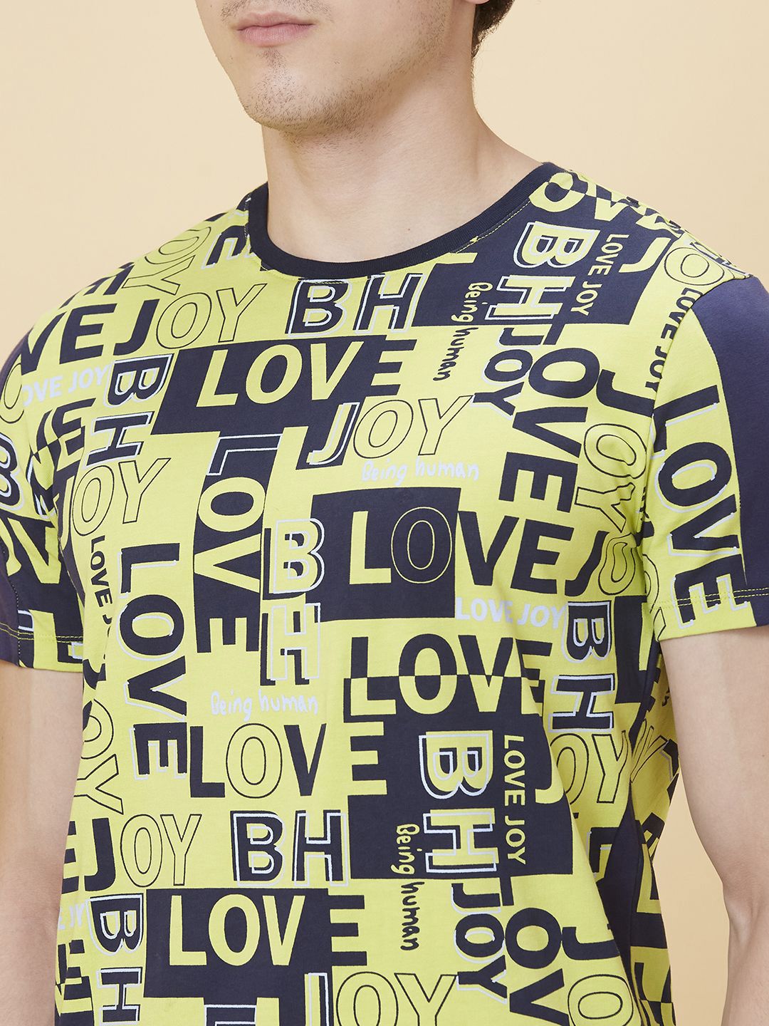 Being Human Men Round Neck Typography Printed T-shirt