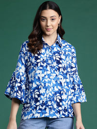 DressBerry Floral Opaque Printed Bell Sleeves Casual Shirt