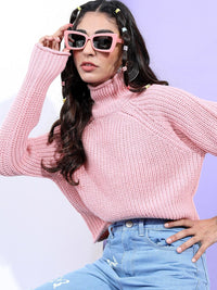 Tokyo Talkies Women Pink Crop Pullover