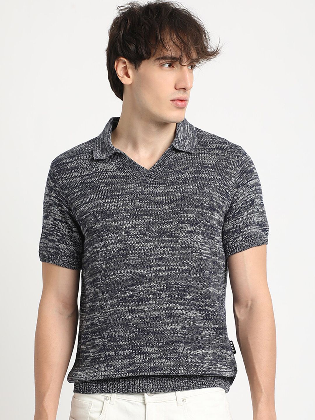 THE BEAR HOUSE Self Design Pure Cotton T-shirt
