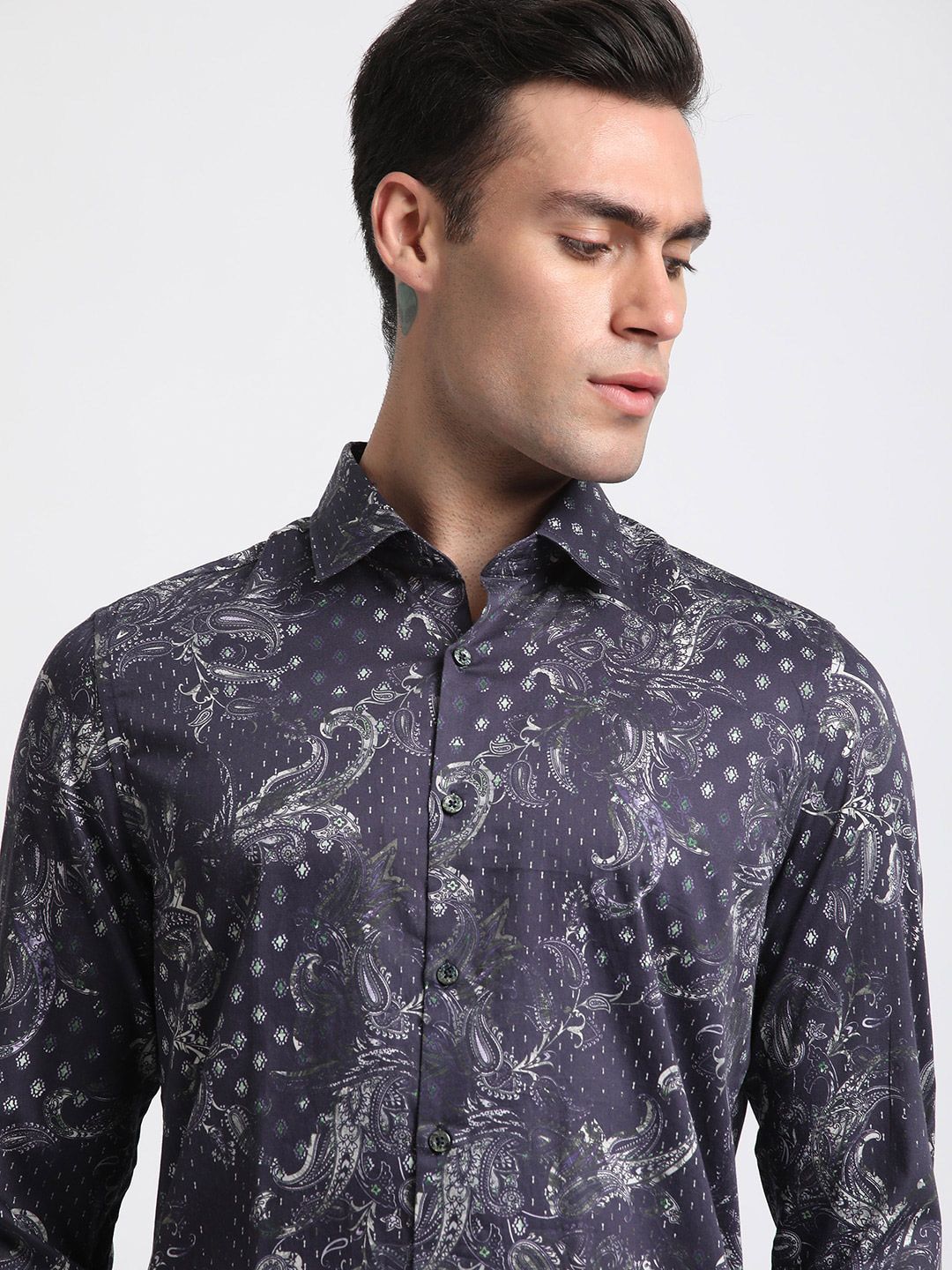 THE BEAR HOUSE Floral Printed Slim Fit Pure Cotton Casual Shirt