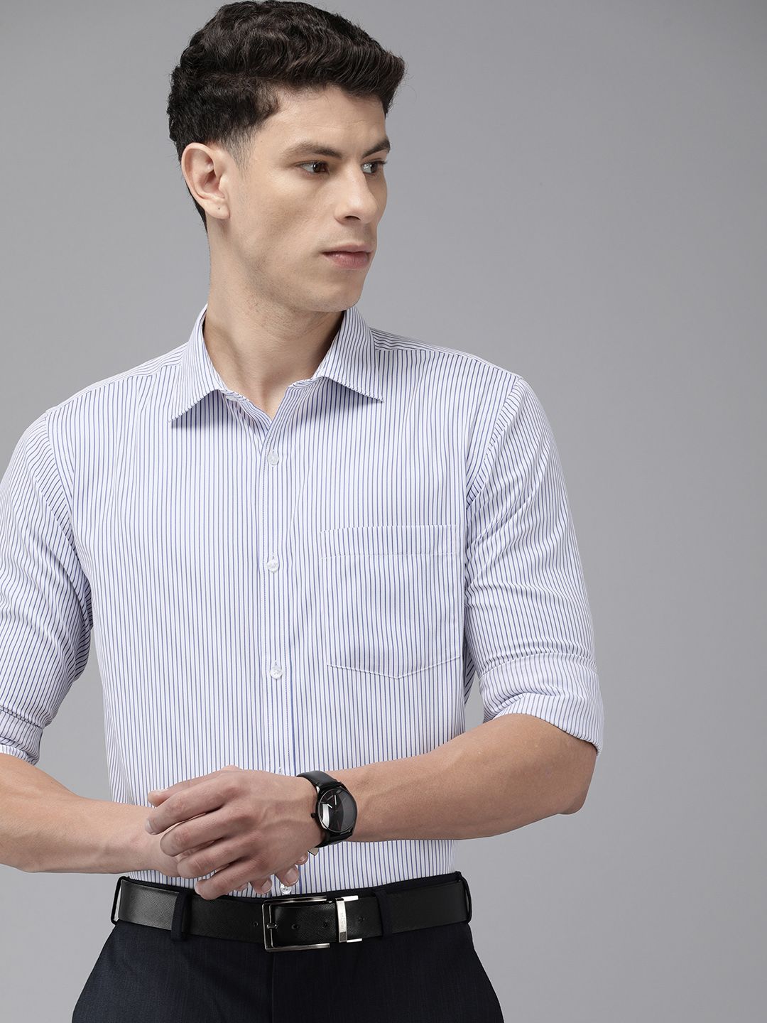 Park Avenue Slim Fit Opaque Striped Formal Shirt